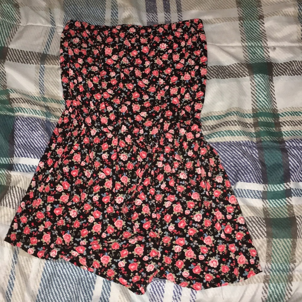 F21 Floral Strapless Romper